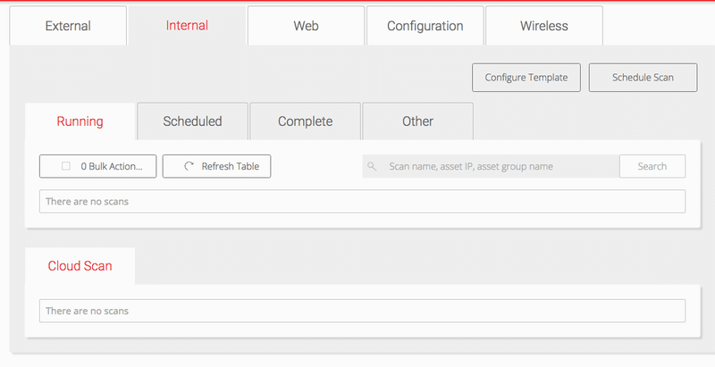 NopSec Cloud Scanner Internal Scan tables