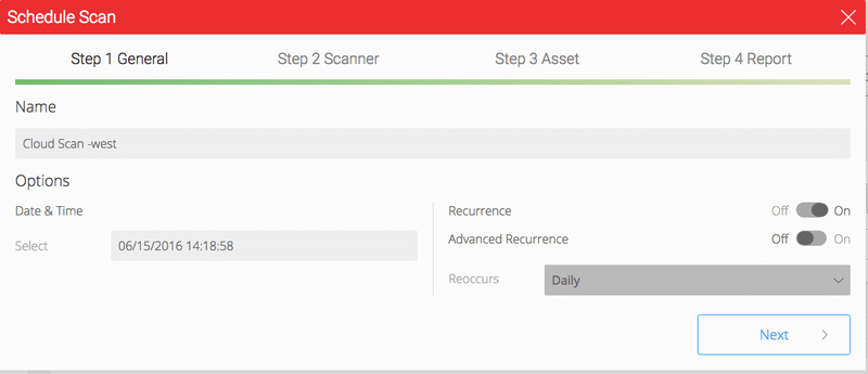 NopSec Cloud Scanner - Schedule Recurring Scan