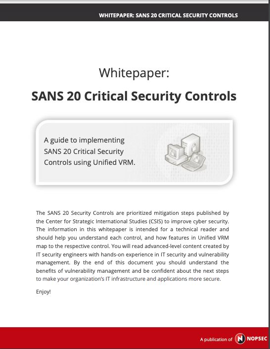 SANS 20 Critical Security Controls Thumbnail