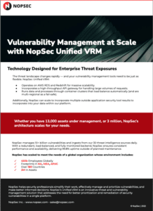 Unified VRM Platform Scalability Data Sheet | NopSec