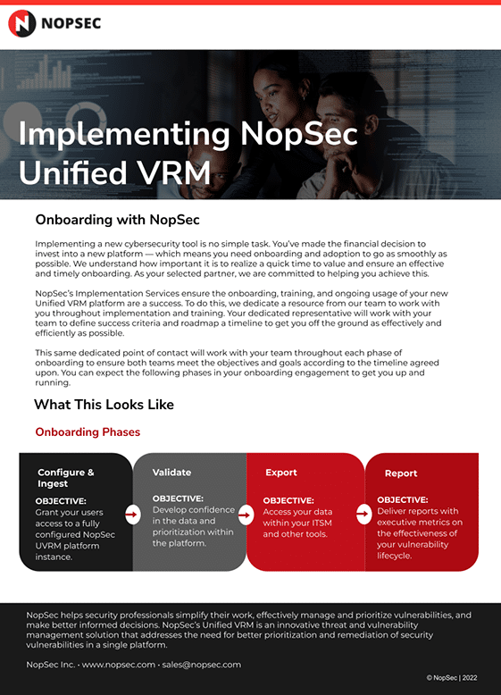 2022 NopSec Implementation Services Data Sheet