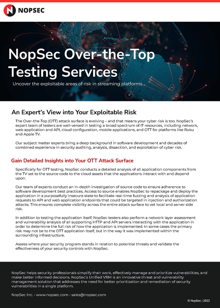 2022 NopSec OTT Testing Services