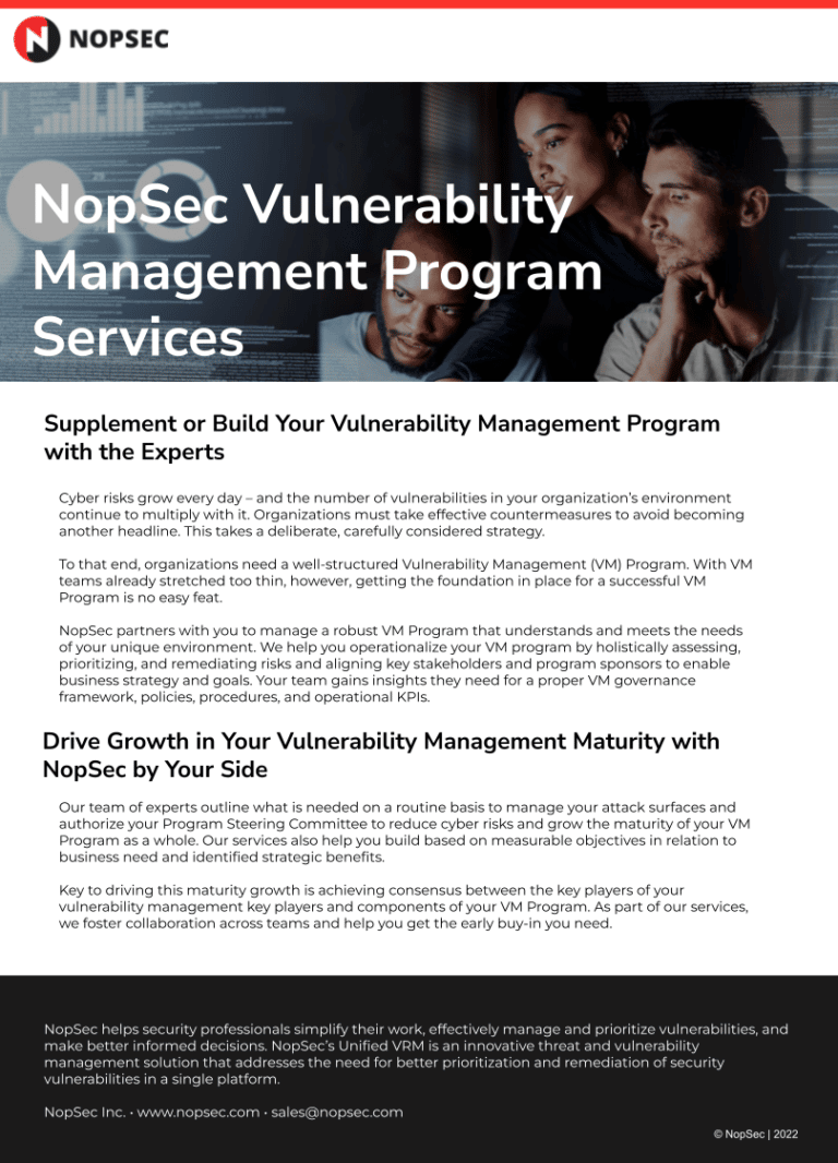 NopSec Managed Vulnerability Management Services Data Sheet