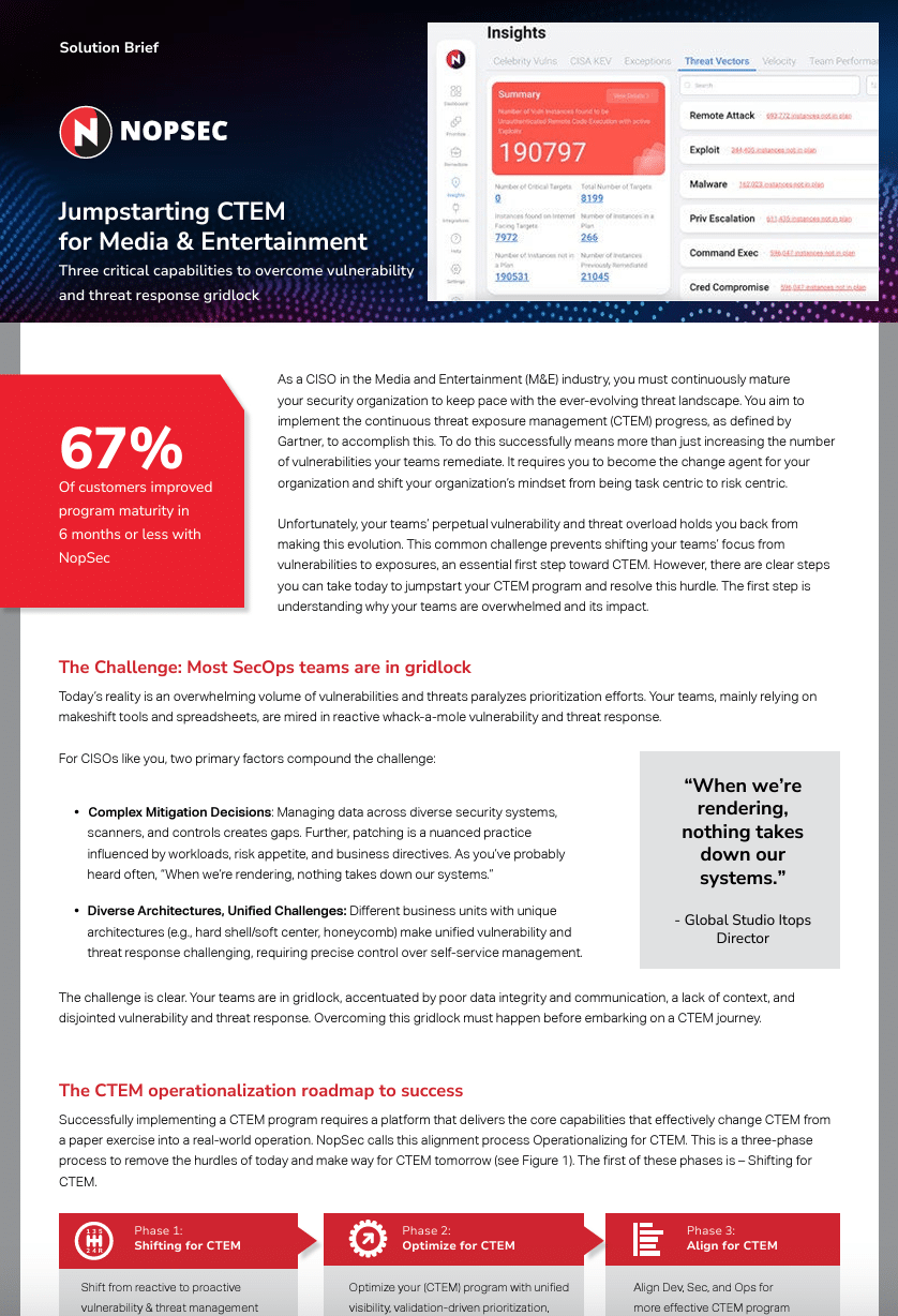 Media & Entertainment Operationalize for CTEM Phase 1